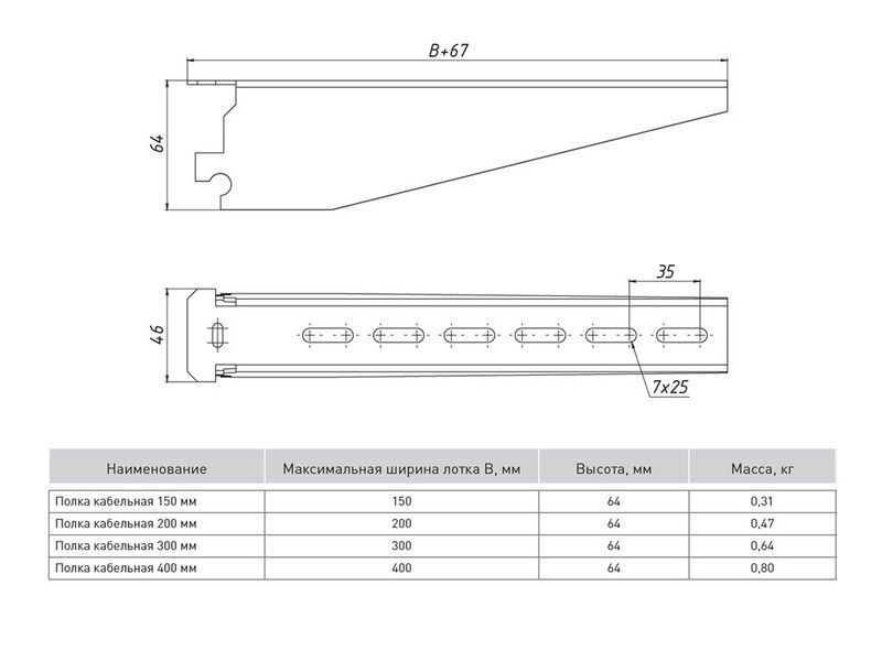 Полка кабельная чертеж