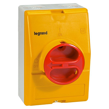Legrand Пустая коробка IP 65 жёлто-красная 3П или 4П с Н.О. и Н.З. контактами или без них 25 и 32 А