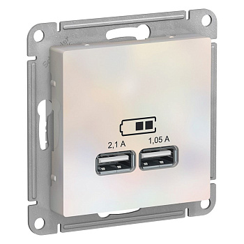 SE AtlasDesign Жемчуг USB, 5В, 1 порт x 2,1 А, 2 порта х 1,05 А, механизм