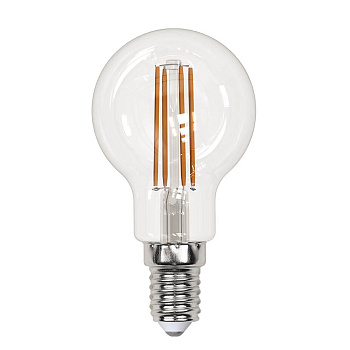 Лампа светодиодная филаментная Uniel E14 13W 3000K прозрачная LED-G45-13W/3000K/E14/CL PLS02WH UL-00005905
