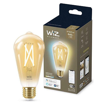 Лампа светодиодная филаментная диммируемая WiZ E27 7W 2700-6500K золото Wi-Fi BLE50WST64E27920-50Amb1PF/6 929003018701