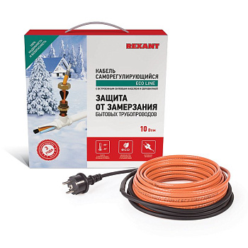 Греющий саморегулирующийся кабель (комплект в трубу) 10HTM2-CT ( 2м/20Вт) Rexant