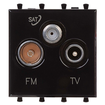 DKC Розетка TV-FM-SAT модульная, Avanti, Черный квадрат, 2 модуля