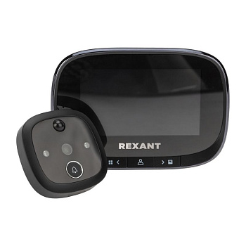 Видеоглазок дверной REXANT (DV-115) с цветным LCD-дисплеем 4.3 с функцией записи фото/видео по движению, встроенный звонок, ночной режим работы