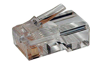 Hyperline PLUG-8P8C-U-C5-100 Разъем RJ-45(8P8C) под витую пару, категория 5e (50 µ/ 50 микродюймов), универсальный (для одножильного и многожильного