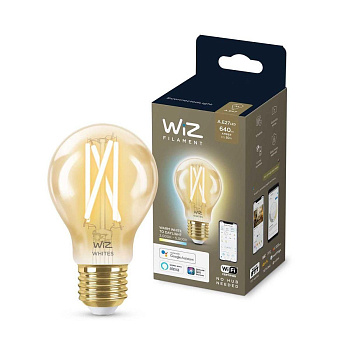 Лампа светодиодная филаментная диммируемая WiZ E27 7W 2700-6500K золотая Wi-Fi BLE50WA60E27920-50Amb1PF/6 929003017401