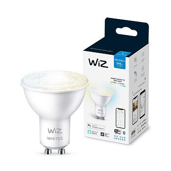 Лампа светодиодная диммируемая WiZ GU10 4,7W 2700-6500K прозрачная Wi-Fi BLE 50W GU10 927-65 TW 1PF/6 929002448302