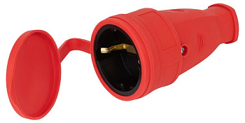 ЭРА Розетка RX10-R-IP44 каучуковая c заземлением 16А IP44 прямая красная