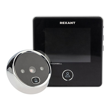Видеоглазок дверной REXANT (DV-113) с цветным LCD-дисплеем 2.8 с функцией звонка и записи фото, встроенный аккумулятор
