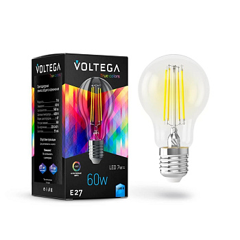 Лампа светодиодная Voltega E27 7W 4000K прозрачная VG10-A60E27cold7W-FHR 7155
