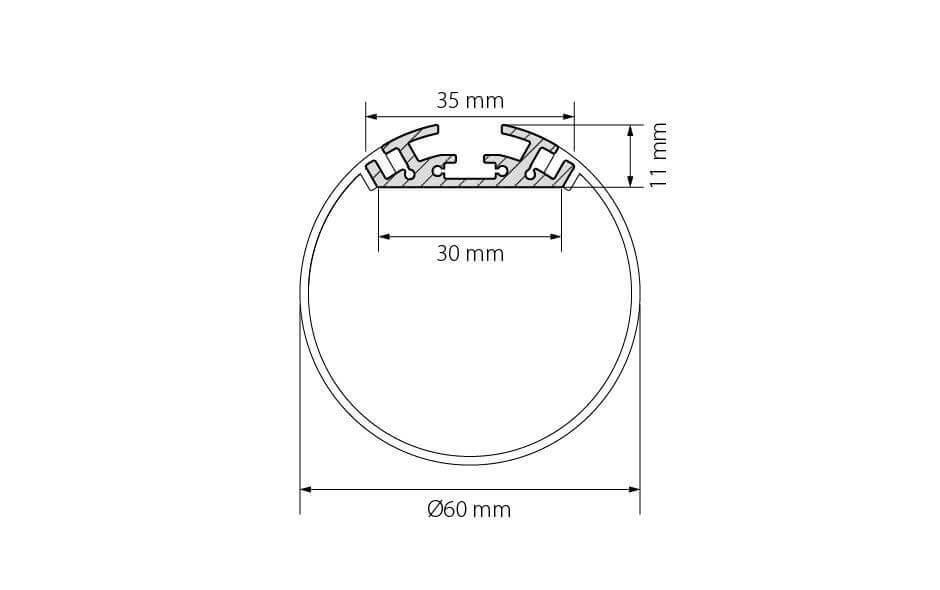 Профиль с рассеивателем Arlight SL-ROUND-D60-2500 ANOD+OPAL 020474