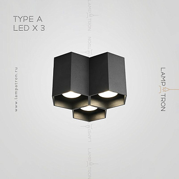 Точечный свет CONSOLE 3 лампы. Тип A. Цвет Черный. 6000K. 15W console-3-a-black-6-15