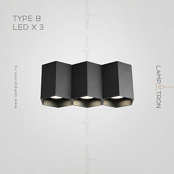 Точечный свет CONSOLE 3 лампы. Тип B. Цвет Черный. 6000K. 15W console-3-b-black-6-15