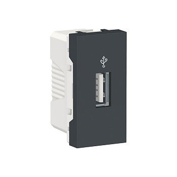 SE Unica Modular Антрацит Розетка USB, 1 модуль