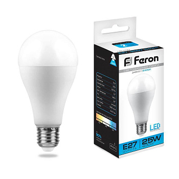 Лампа светодиодная Feron E27 25W 6400K Шар Матовая LB-100 25792