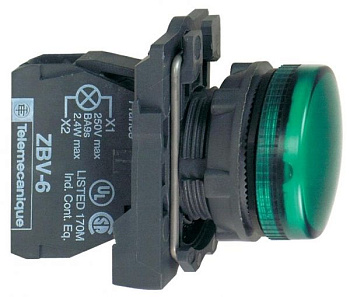 SE XB5 Лампа сигнальная зелёная светодиодная 230В