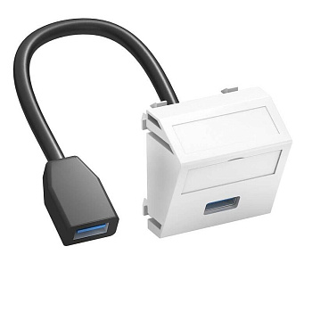 OBO Bettermann Розетка мультимедийная USB 3.0 A-A, 1 модуль Modul45, 45х45 мм (наклонная), белая